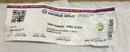 Used ticket hajduk split - hajduk,
