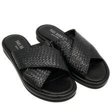 Paul Barritt New York Damen Leder Pantoletten Sandale Schwarz Flechtoptik Gr. 37