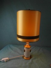 Tischlampe Kaiser Antik Messingakzente Verziert Schirm Stoff Vintage Design 22b1