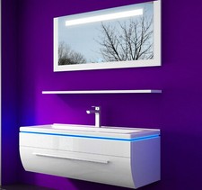 Badmöbel Set 90 cm schwarz oder weiss Komplett hochglanz Badezimmermöbel 4 tlg