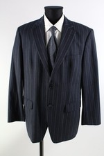 Benvenuto blau-gestreiftes Sakko Gr.52/L Schurwolle Leinen Polyamid Top Zustand