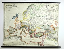 Alte Schulwandkarte Europa um