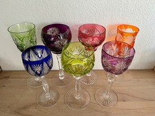 antike Kristall bunte Weingläser  Pokale 5 Stück vorhanden Einzelverkauf Top
