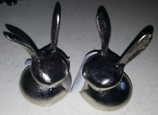 NEU ♥ Markenlos ♥ 2x Hase Dekoration Metall Silber glänzend Höhe 15 cm
