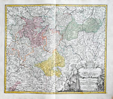 c1730 Gotha Coburg Altenburg Kolorierte Kupferstich-Landkarte bei Homann