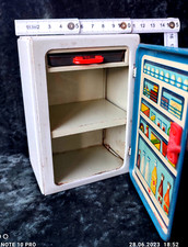 alter befüllter Kühlschrank, aus Blech, Zubehör Puppenküche-Stube