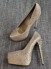 Jumex Damen Plateau High Heels Pumps Spike Akzente Gold Gr. 38