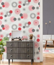 €1,31qm  1 Ro Erismann 10116-06 Novara weiß grau hellgrau rot Kreise Vliestapete