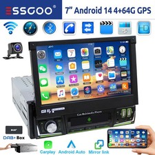 DAB+ 4+64G Android 14 1 DIN 7" Autoradio Carplay GPS WIFI Bluetooth RDS + Kamera