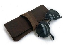 Vintage Distressed Leder Brillenetui/Etui Old Skool Design