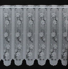 Bistrogardine Scheibengardine Meterware nach Maß"Blumenranke/W"30/50/60/80/110cm