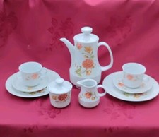 CP Colditz DDR Weiswasser Kaffeeservice für 2 Personen mit Blumenmotiv