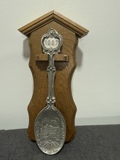 Zinnlöffel Jahreslöffel 1987 -  mit Brett  Eiche FRIELING