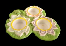 Partylite Teelichthalter Teelicht - Seerose mit Frosch - 3-flammig - 16 cm