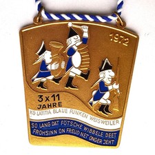 Karnevalorden Eschweiler KG Lätitia Blaue Funken  Orden 1972 Top Rar 3x11Jahre