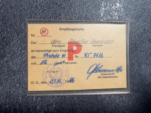Ddr waffenempfangskarte nva - ddr,