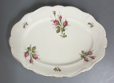 Große ovale Platte Rosenthal Pompadour Moosrose Goldrand elfenbeinfarben 