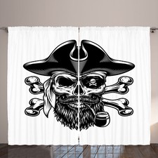 Schädel Rauchen Rustikale Gardine Skelett als Pirat
