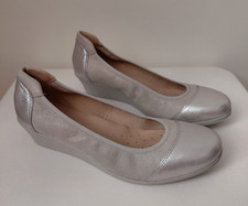 Caprice Ballerina Keilabsatz grau silber Gr. 40