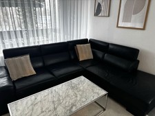 Leder Sofa in Schwarz 2.6 Auf