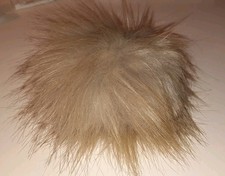 Kunstfell Bommel Beige ca. 16-18cm Mützen Beanies Winter Fellbommel zum annähen