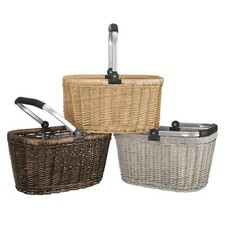 anndora Einkaufskorb 22L Weidenkorb Picknickkorb Präsent klappbarer Alu Henkel