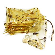 Schmuckbeutel 9x7cm bis 23x17cm Organza Beutel Geschenk Säckchen gelb gold Herz