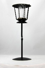 altes Schmiedeeisen Windlicht * Teelichthalter * Craquelee-Glas * 39 cm hoch *