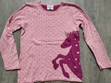 ?Topolino Mädchen Strick-Pullover "Pferd"? Gr.128,Fransen,Rosa,Herzen?Glitzer