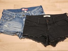 2 Stück Damen Jeansshorts Blau+Schwarz Baumwolle/ Gr.  26/27 * Hollister