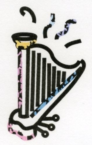 Aufkleber harfe farbig - aufkleber,
