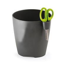 Kräutertopf MEDRA mit Kräuterschere 15 cm Anthrazit Pflanztopf Blumentopf rund