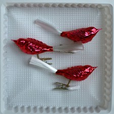 Lauschaer Glas Christbaumschmuck Vögel Glas rot glanz mundgeblasen