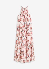 Neu Maxikleid Gr. 40/42 Wollweiß Geblümt Sommerkleid Maxi-Dress Freizeitkleid