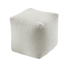 Sitzpouf Pouf LOTUS Sitzwürfel Sitzkissen aus Baumwolle - in Boucleoptik - weiß