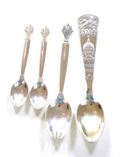 Konvolut - 4 Design-Löffel - GEORG JENSEN Acanthus u.a. - 925er Sterling Silber