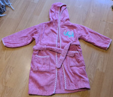 Größe 104: rosa Bademantel mit Elefant bestickt, Gürtel, Taschen