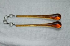 Murano Wasserfall Lampe 70er Bernsteinfarben 2 Glastropfen 16 cm Behang 2 Octago