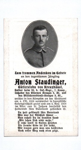 Sterbebild kreuzhäusl soldat - sterbebild,