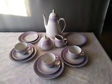 Kaffee Service Volkstedt Porzellan 16tlg Weiß Flieder Goldrand Germany 60er Jahr