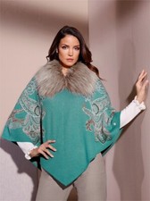 Poncho grün 36/40 Damen Creation L Kaschmir "smaragd-sesam" Gr.1 UVP:199€ S71