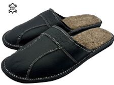 ✅ Herren Echt Leder Winter warme Hausschuhe Schafwolle Schurwolle Pantoffeln