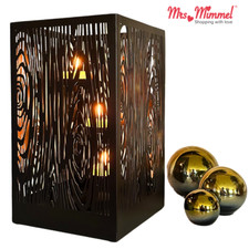 PartyLite Windlicht "Wood Grain" Holzoptik Holzmaserung Kerzenhalter Metall