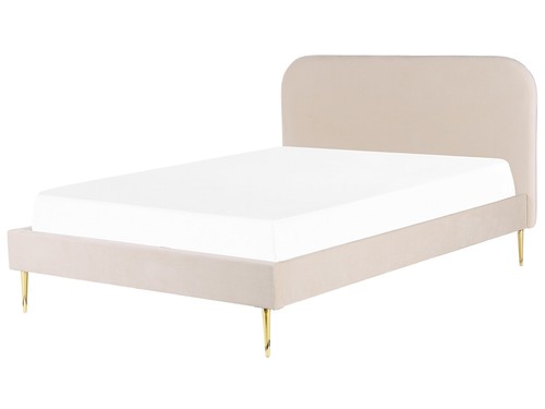 Polsterbett samtstoff beige - samtstoff,
