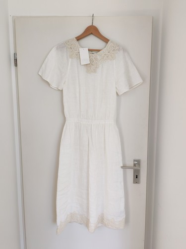 Kleid zara leinenkleid creme - kleid,