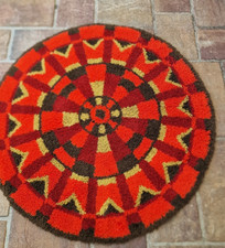 70er Jahre Teppich Space Age Rug Crapet Op Art Hochflor  145 cm Durchmesser 2