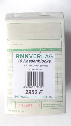Kassenblock rnk 2952f farbig - kassenblock, 2-farbig