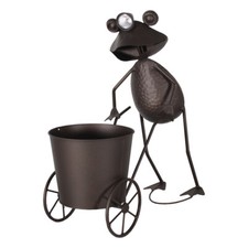 LED Solarleuchte Frosch Figur mit Schubkarre zum bepflanzen Gartenfigur Frosch
