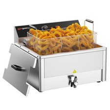 GGM Gastro Elektro Fisch-Fritteuse 20,4 Liter 5kW mit Ablasshahn, Edelstahl