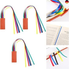 3 Stück Band Lesezeichen, Kunstleder Lesezeichen Set mit 5 Bunt Bändern, L